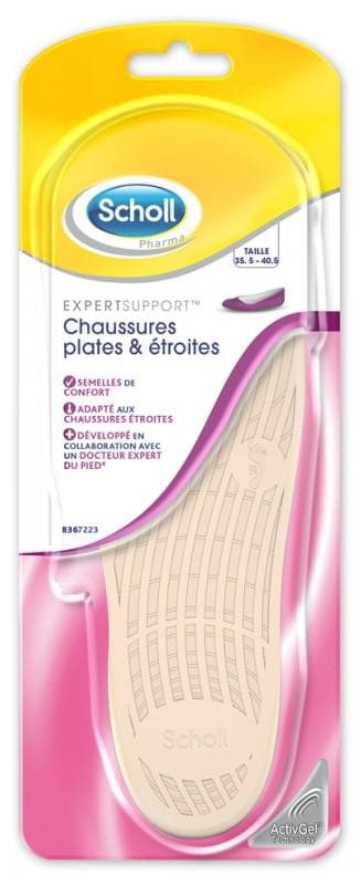 Scholl ExpertSupport Flat and Narrow Shoes Soles 35.5-40.5 1 Pair
