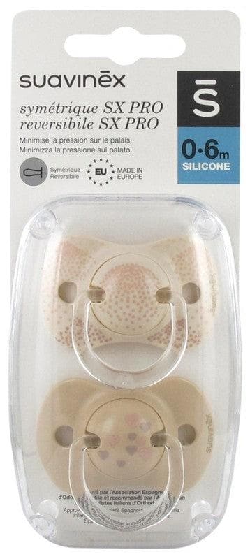Suavinex 2 Reversible Soothers with Teat SX Pro 0 to 6 Months Model: Beige and heart