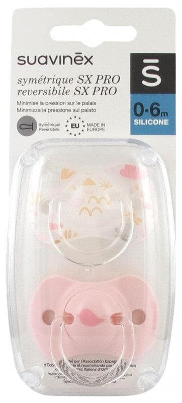 Suavinex 2 Reversible Soothers with Teat SX Pro 0 to 6 Months Model: Bird and sea pink