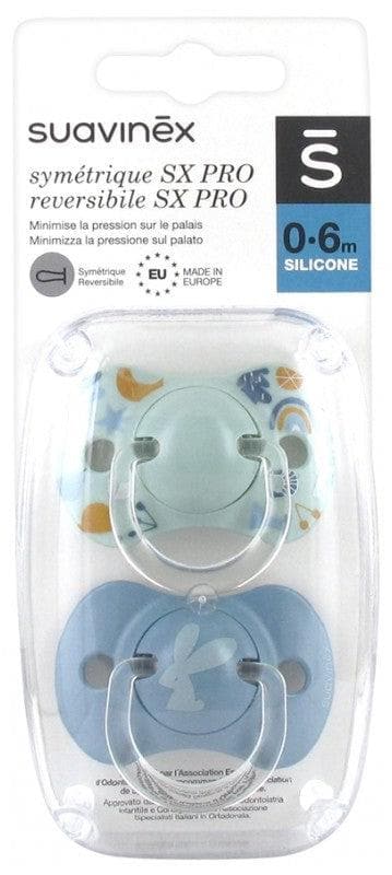 Suavinex 2 Reversible Soothers with Teat SX Pro 0 to 6 Months Model: Blue rabbit