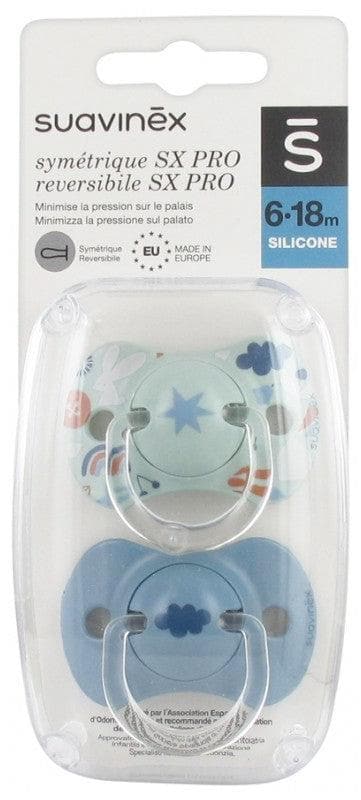 Suavinex 2 Soothers with Reversible Teat SX Pro from 6 to 18 Months Model: Cloud and star blue