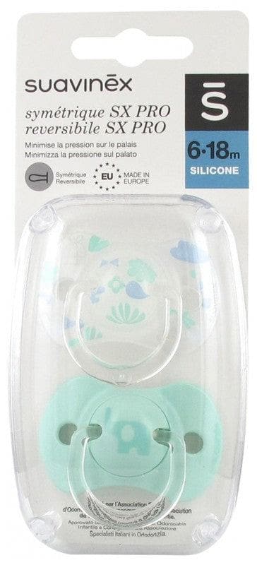Suavinex 2 Soothers with Reversible Teat SX Pro from 6 to 18 Months Model: Elephant and nature pastel green