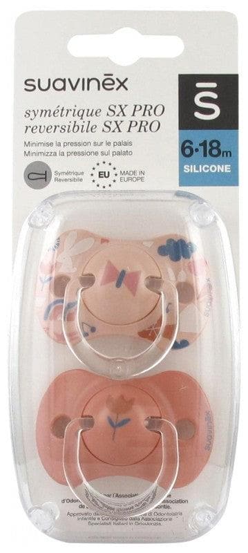 Suavinex 2 Soothers with Reversible Teat SX Pro from 6 to 18 Months Model: Flower and knot ocher
