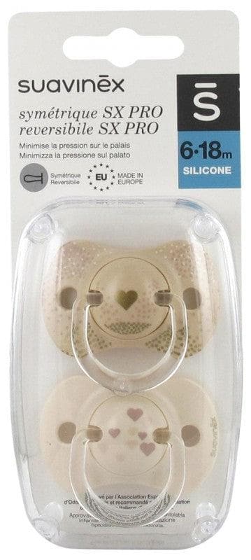 Suavinex 2 Soothers with Reversible Teat SX Pro from 6 to 18 Months Model: Golden beige