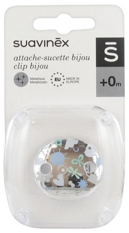 Suavinex Pacifier Clip Jewel Clip 0 Month and + Model: Blue sun