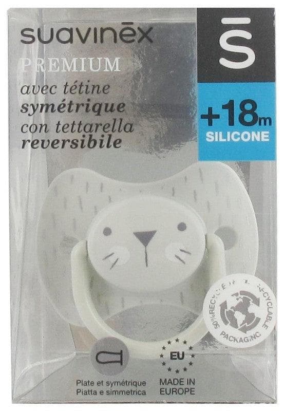 Suavinex Premium Soother With Symmetric Teat 18 Months and + Model: White cat