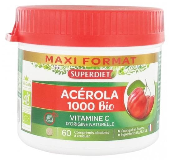 Super Diet Acerola 1000 Bio 60 Breakable Tablets to Crunch