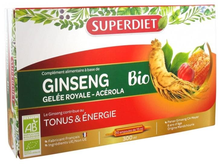 Super Diet Organic Ginseng Royal Jelly and Acerola 20 Phials