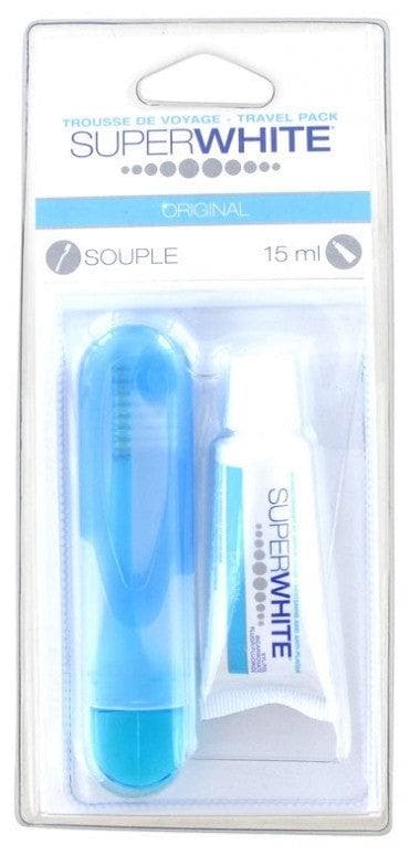 Superwhite Original Travel Pack Supple Toothbrush + Toothpaste 15ml Colour: Blue 1