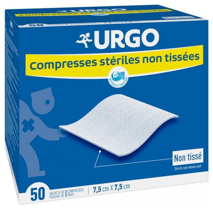 Urgo Sterile Compresses 7,5 x 7,5cm 50 Sachets of 2 Non Woven Compresses