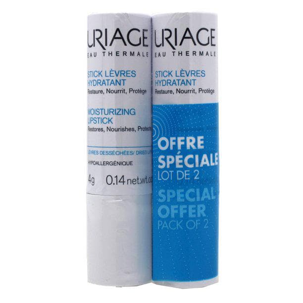 Uriage Moisturizing Lipstick Duo Pack 0.14 Ounce Each