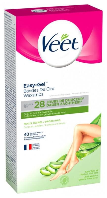 Veet Easy-Gel Wax Strips Body and Legs Dry Skins 40 Strips