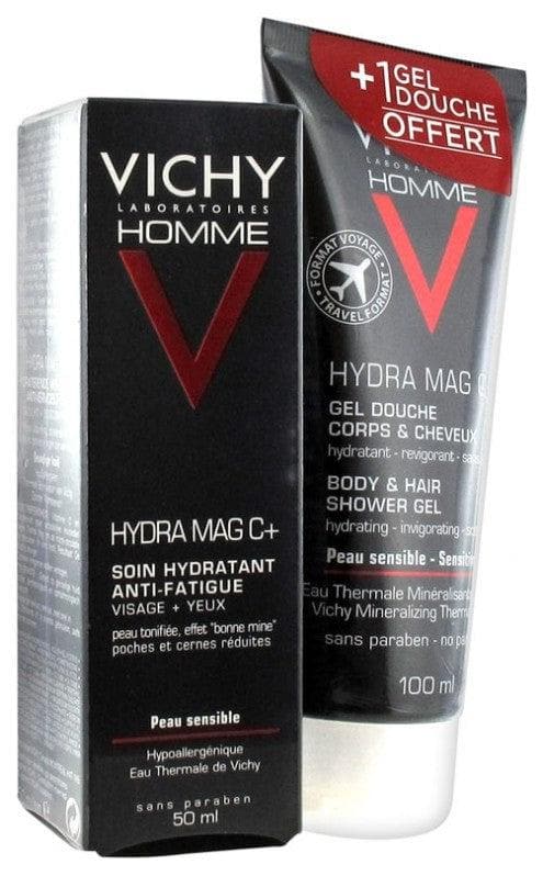 Vichy Homme Hydra Mag C+ Anti-Fatigue Hydrating Care 50ml + Hydra MAG C Shower Gel Body and Hair 100ml Free