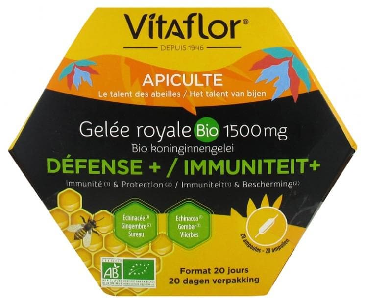 Vitaflor Organic Royal Jelly 1500mg Défense+ 20 Phials