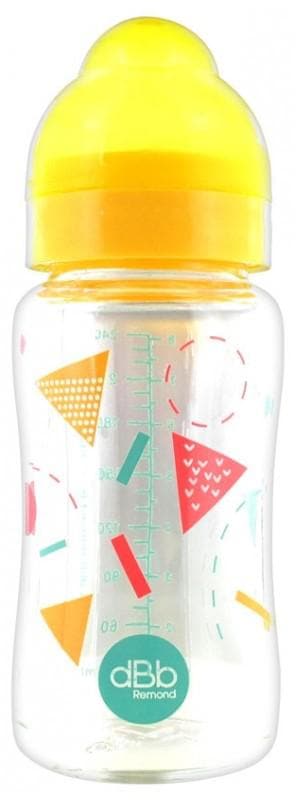 dBb Remond Anti-Colic Wide Neck Feeding Bottle in Glass Silicone Teat 240ml 0-4 Months Colour: Yellow